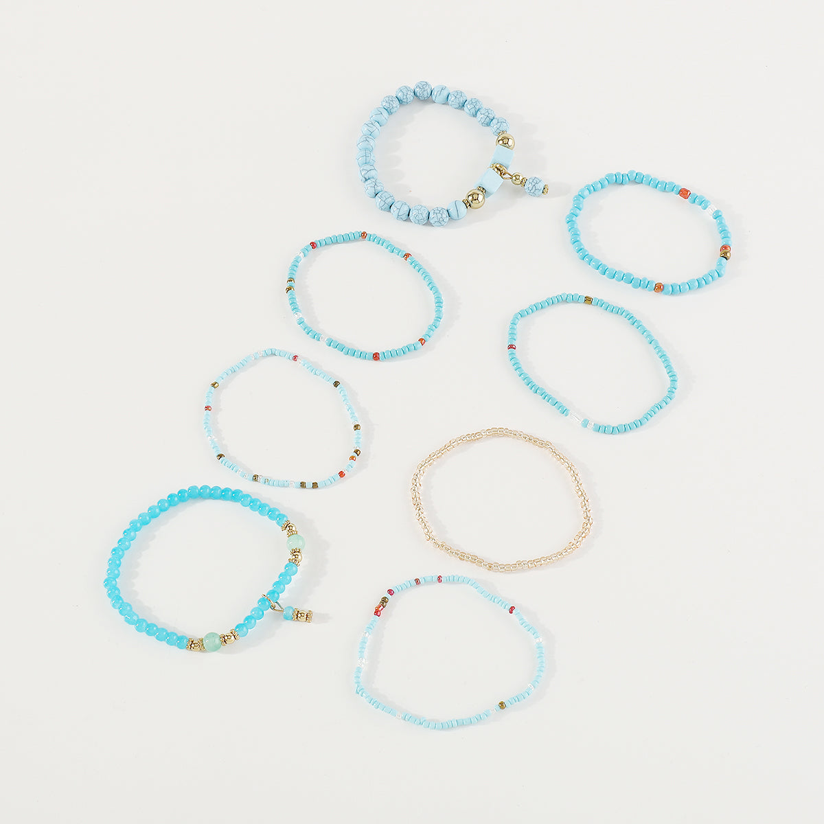 B2180 8pcs Colorful Beaded Bracelet Set