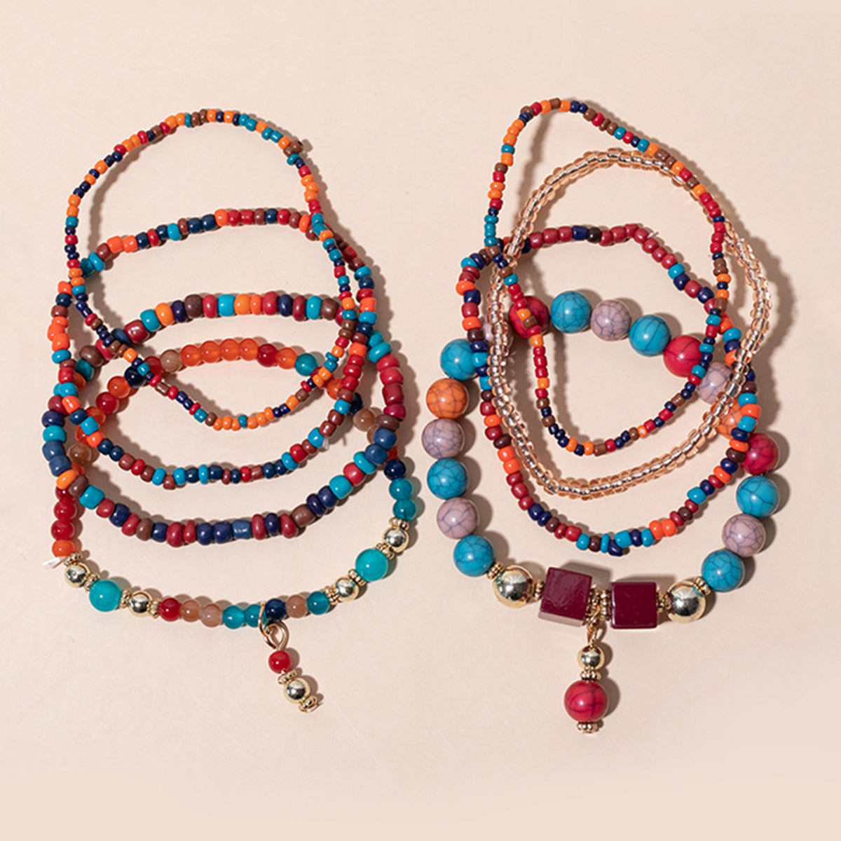 B2180 8pcs Colorful Beaded Bracelet Set