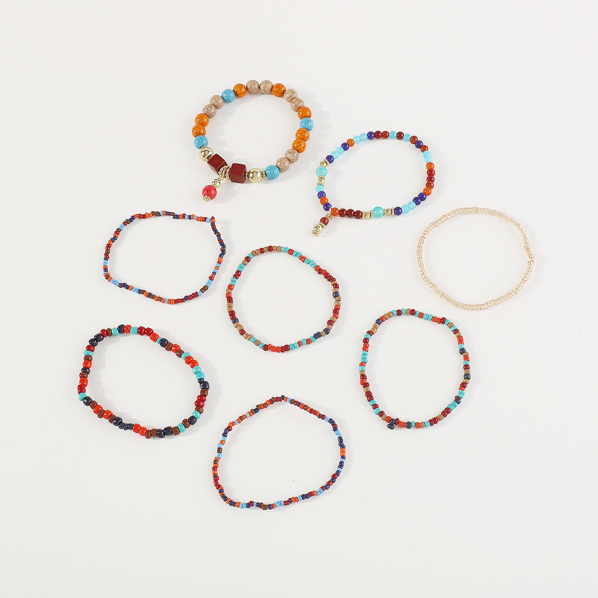 B2180 8pcs Colorful Beaded Bracelet Set