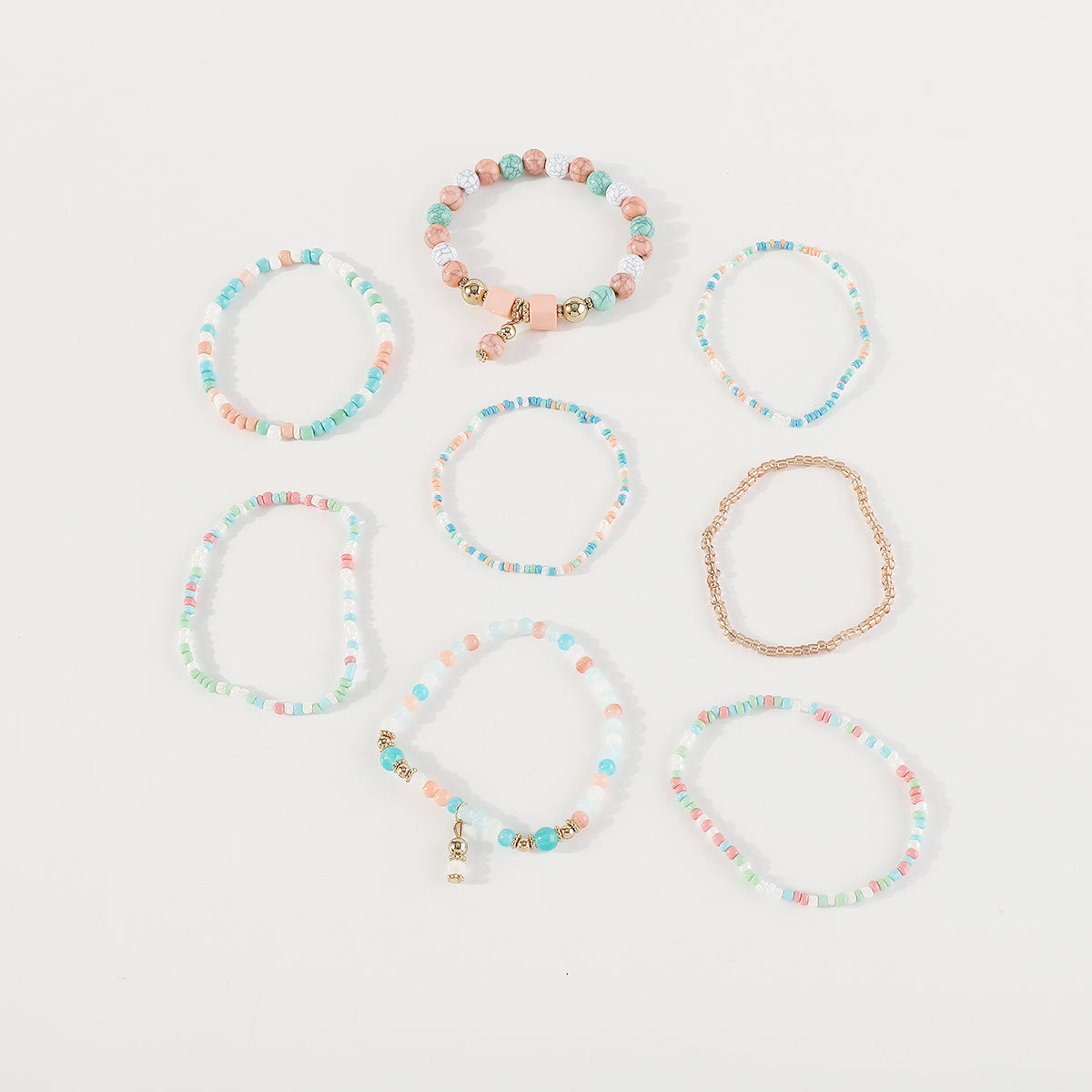 B2180 8pcs Colorful Beaded Bracelet Set