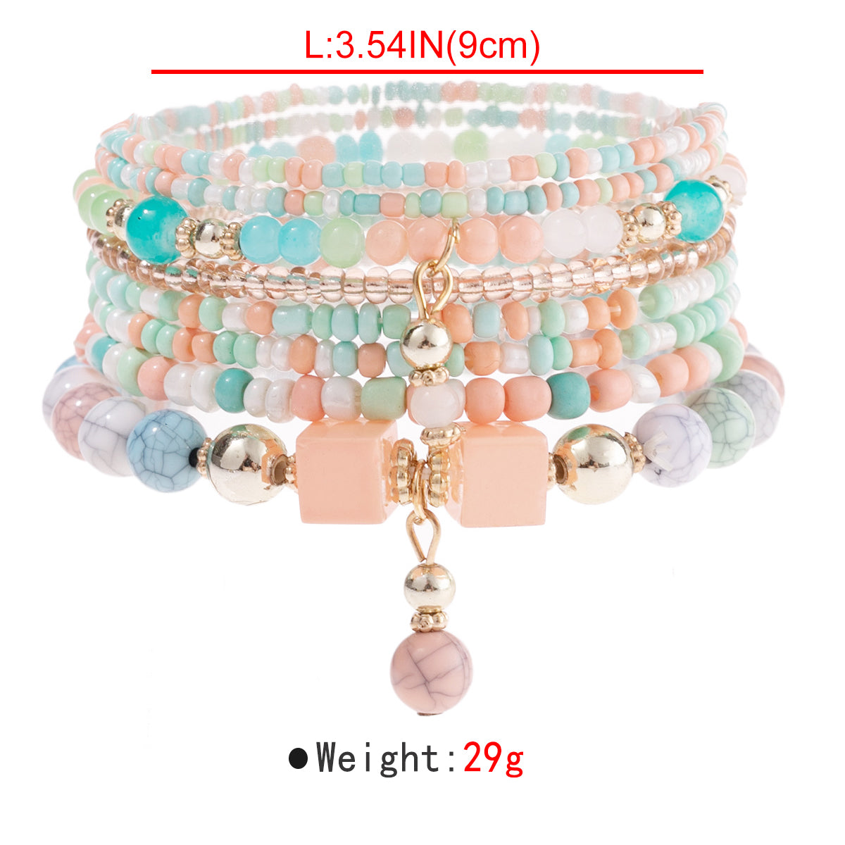 B2180 8pcs Colorful Beaded Bracelet Set