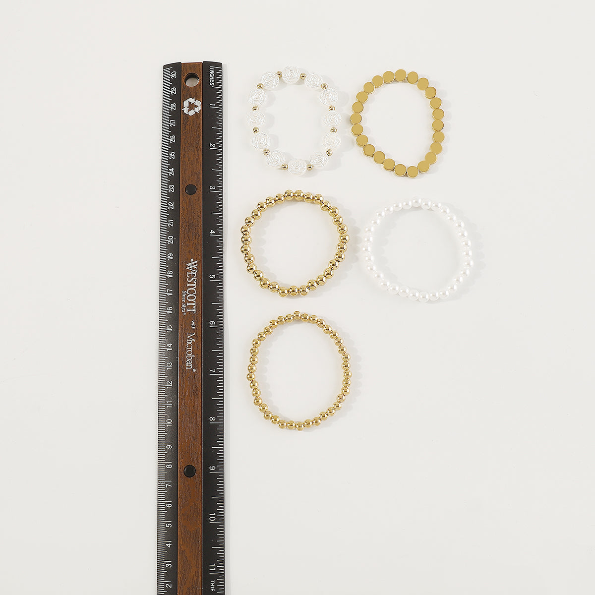 B2042H Heart Pearl Chain Beaded Bracelet Set