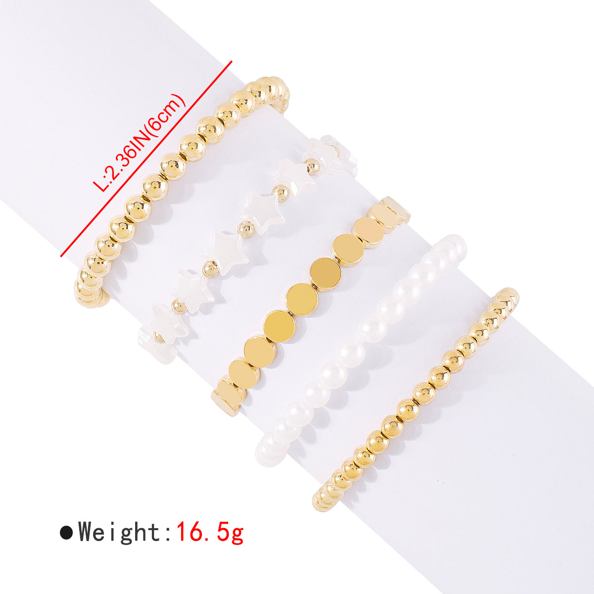 B2042H Heart Pearl Chain Beaded Bracelet Set