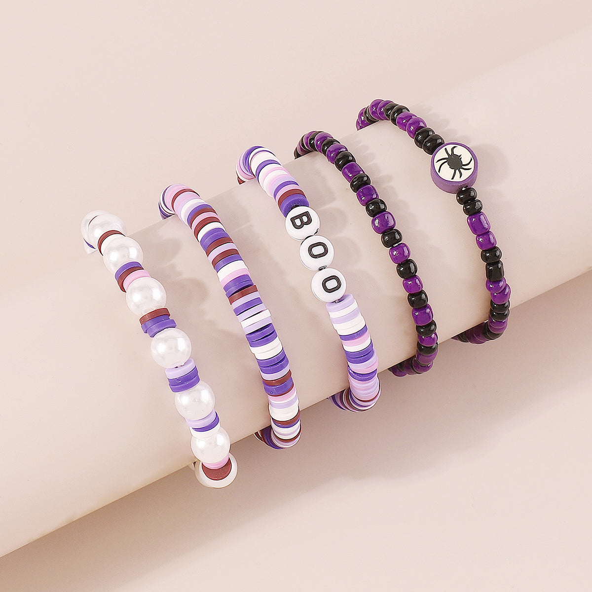 B2204 Halloween Polymer Clay Skeleton Bracelets Set
