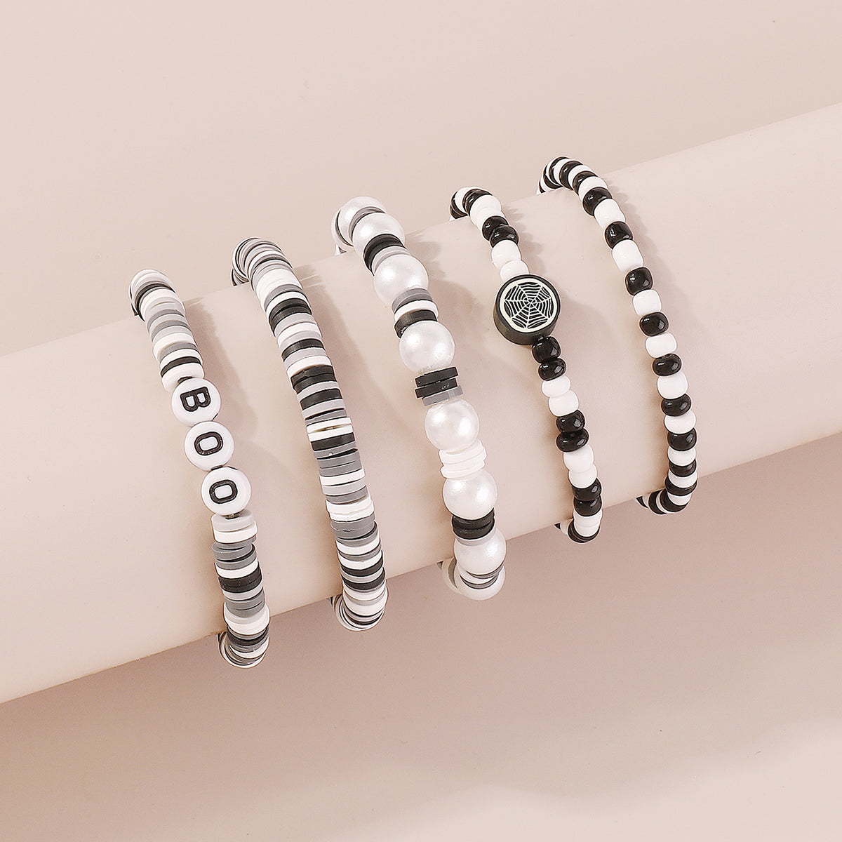 B2204 Halloween Polymer Clay Skeleton Bracelets Set
