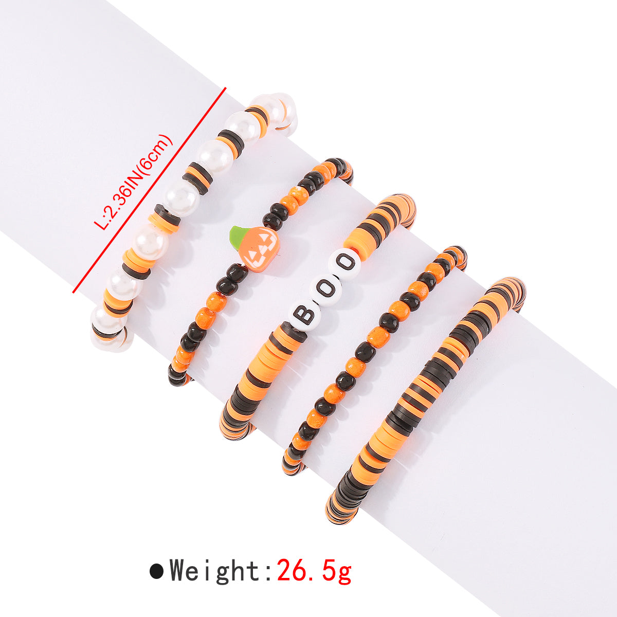 B2204 Halloween Polymer Clay Skeleton Bracelets Set