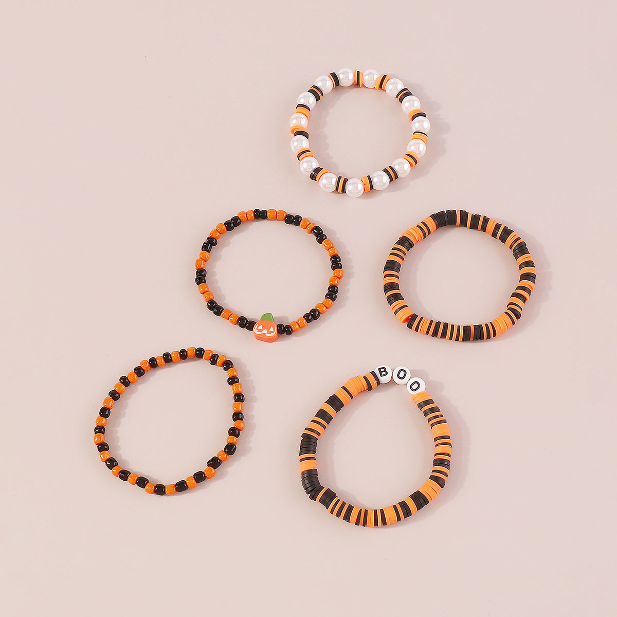 B2204 Halloween Polymer Clay Skeleton Bracelets Set