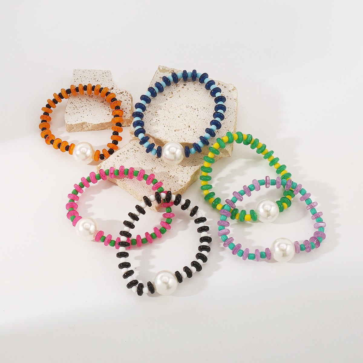 B2209 Multicolor Pearl Beaded Stretch Bracelet