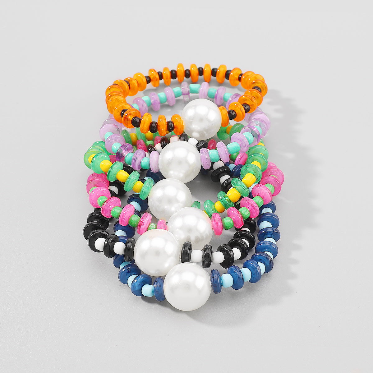 B2209 Multicolor Pearl Beaded Stretch Bracelet