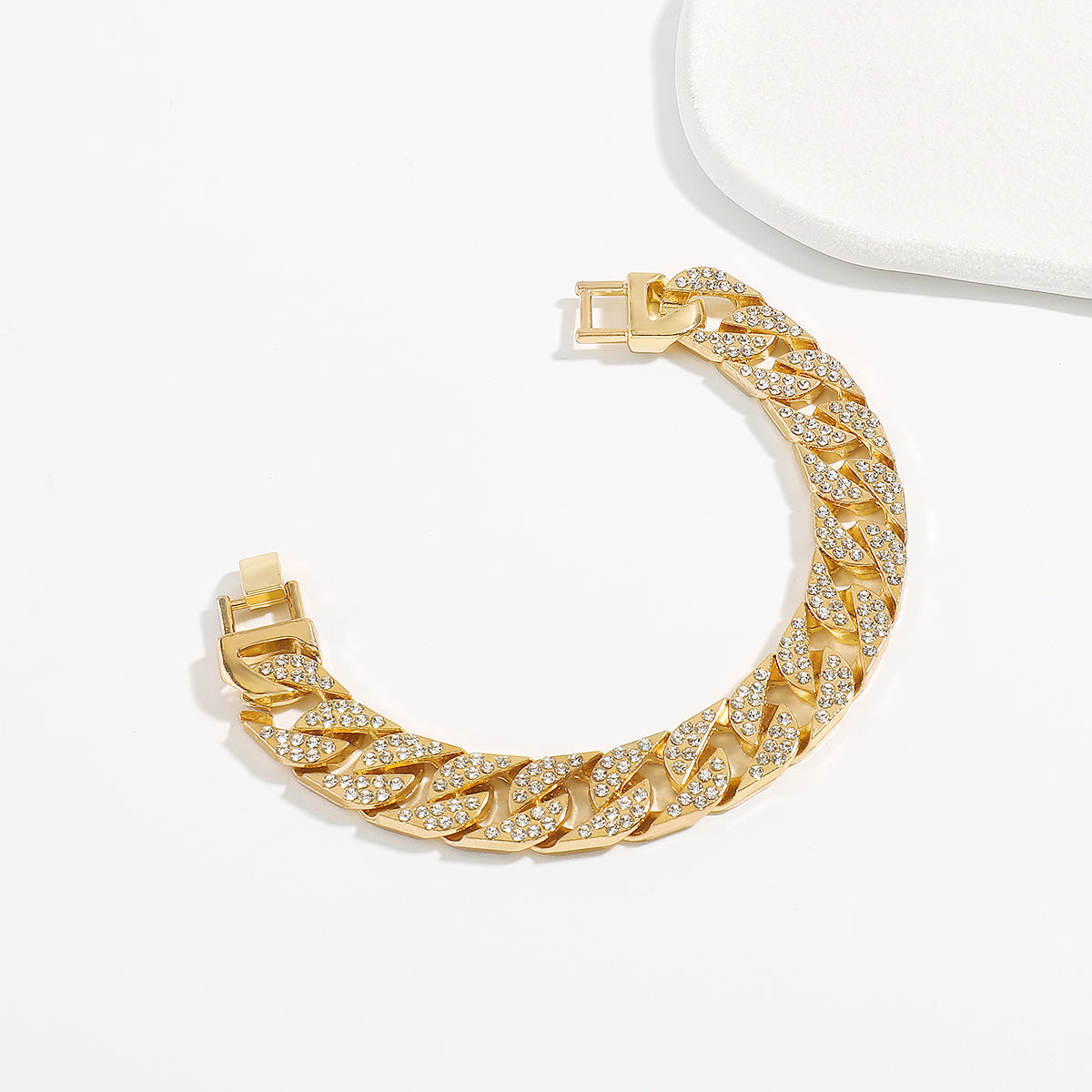B2224 Cuban Rhinestone Chunky Chain Bracelet
