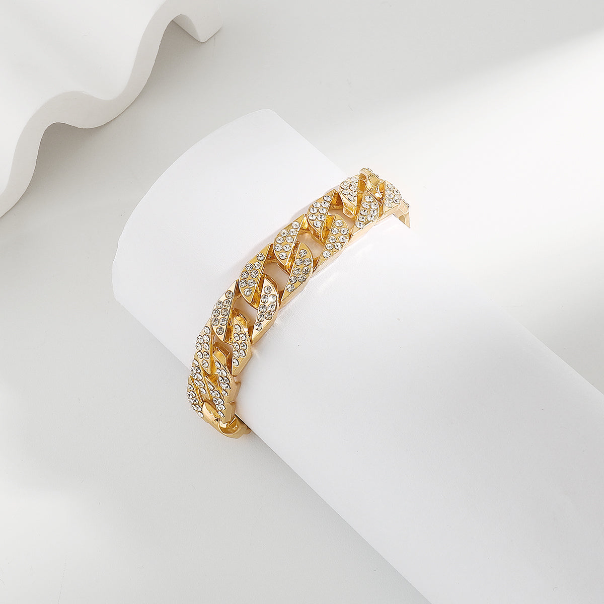 B2224 Cuban Rhinestone Chunky Chain Bracelet