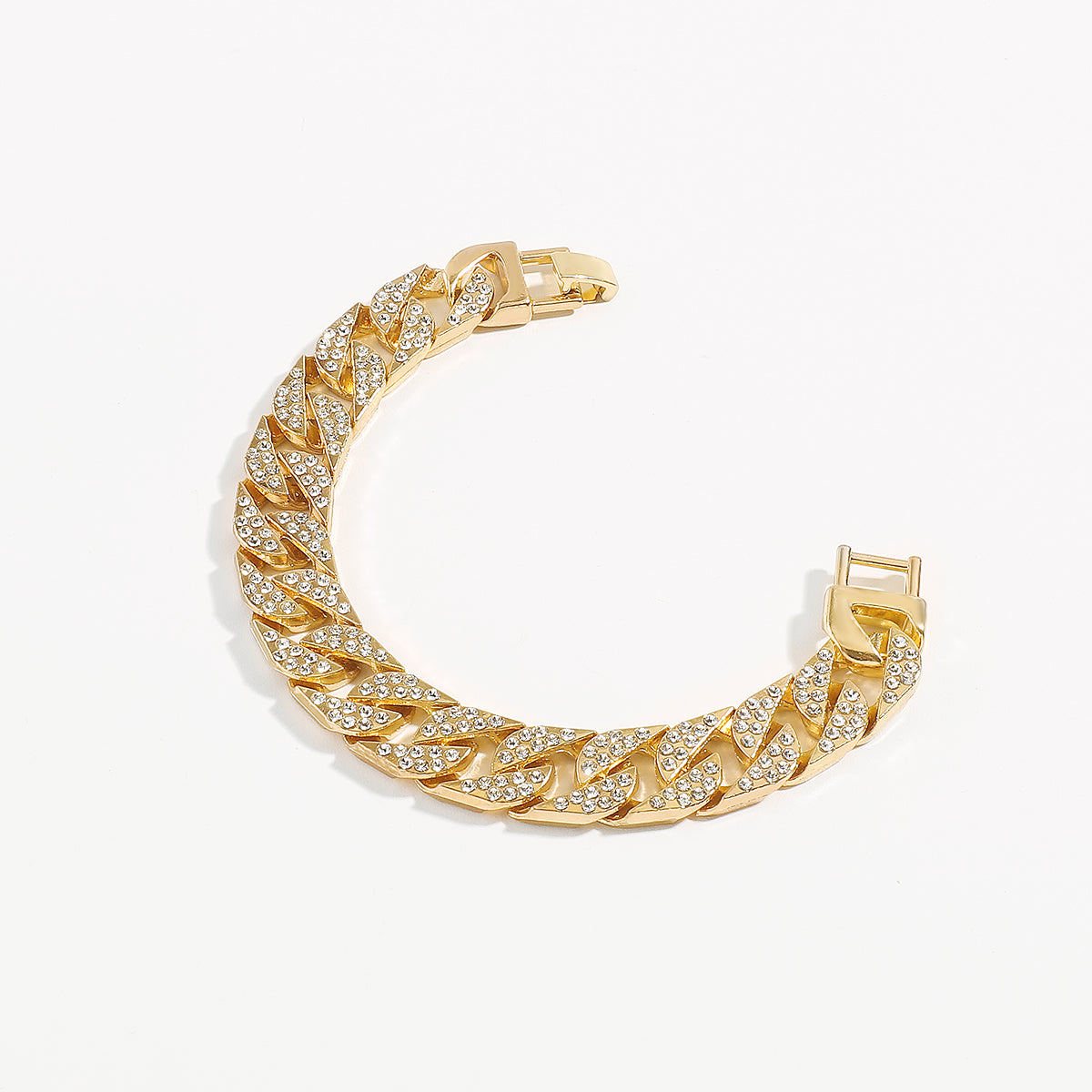 B2224 Cuban Rhinestone Chunky Chain Bracelet