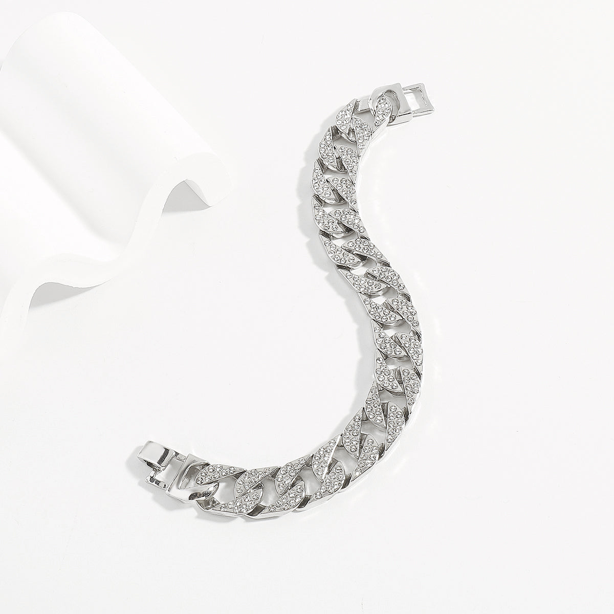 B2224 Cuban Rhinestone Chunky Chain Bracelet