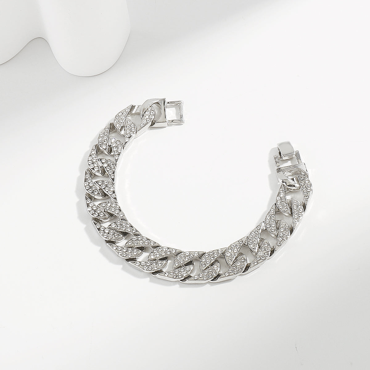 B2224 Cuban Rhinestone Chunky Chain Bracelet