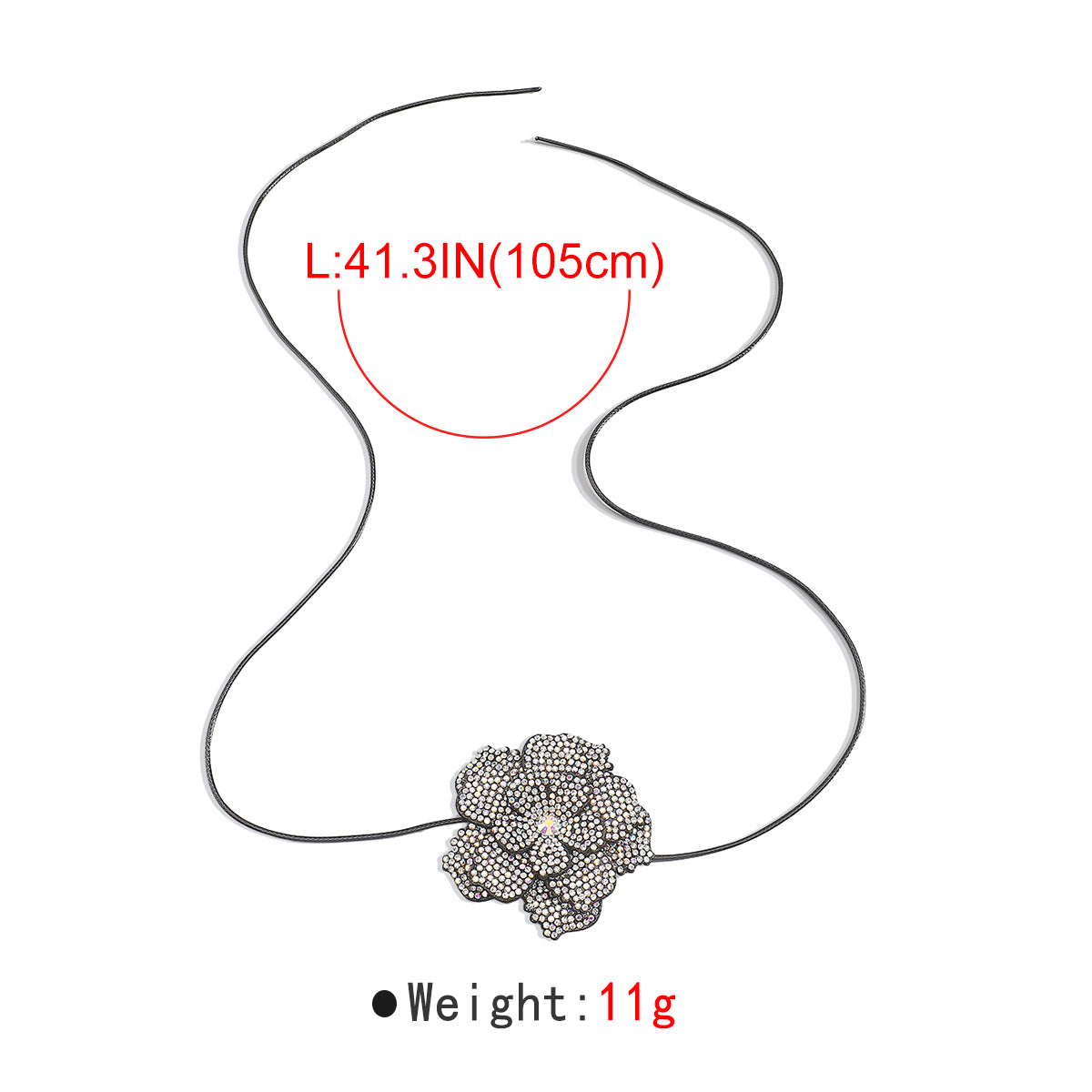 B2229 Black Rhinestone Flower Wrap Bracelet