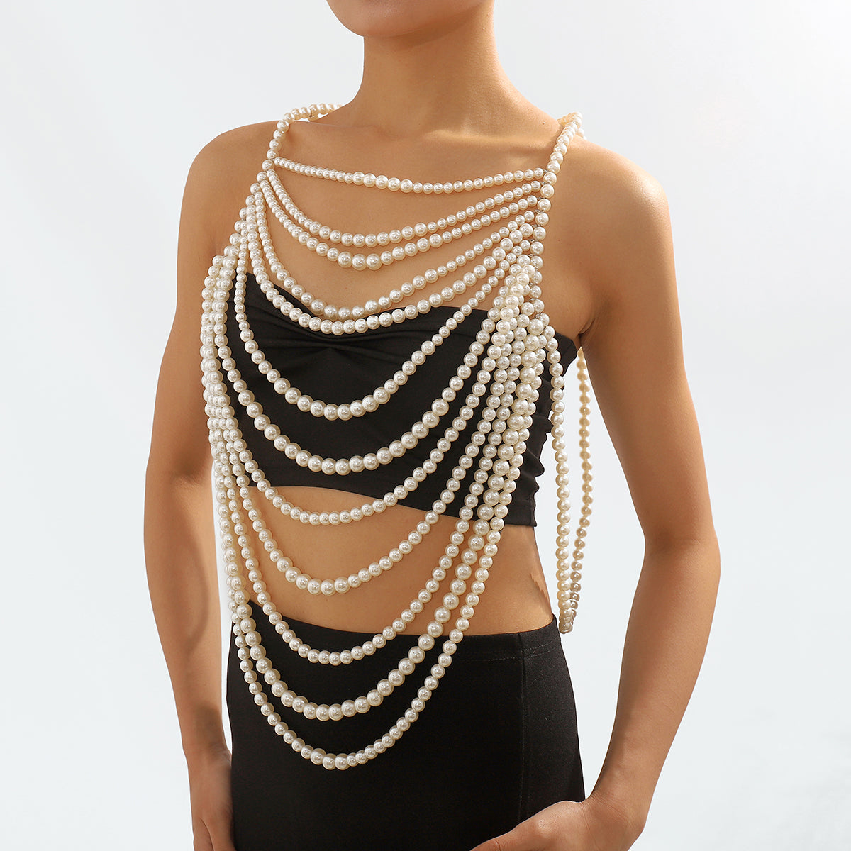 C0429 Handmade Faux Pearl Halter Top