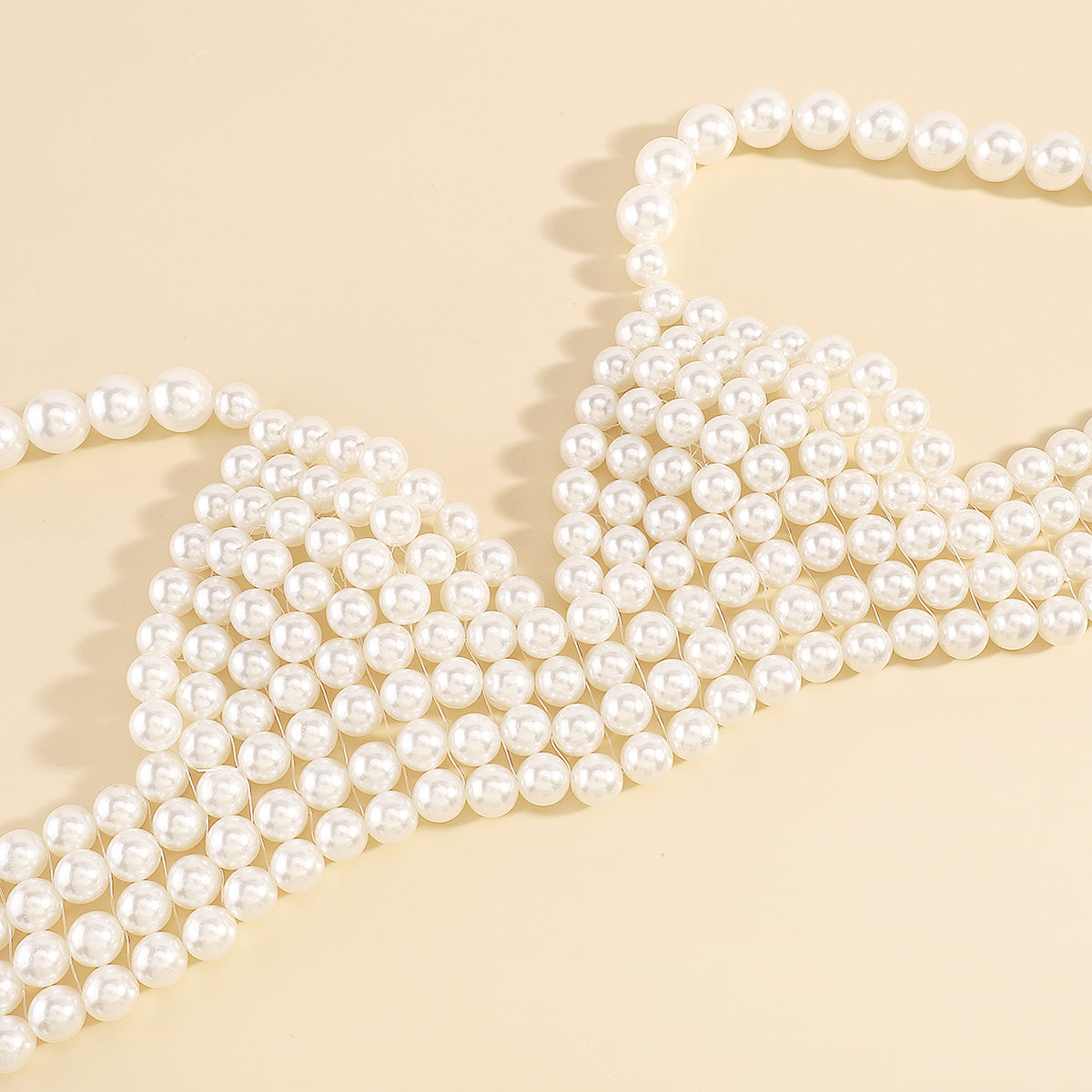 C0435 Handmade Pearl V-neck Chain Bralette