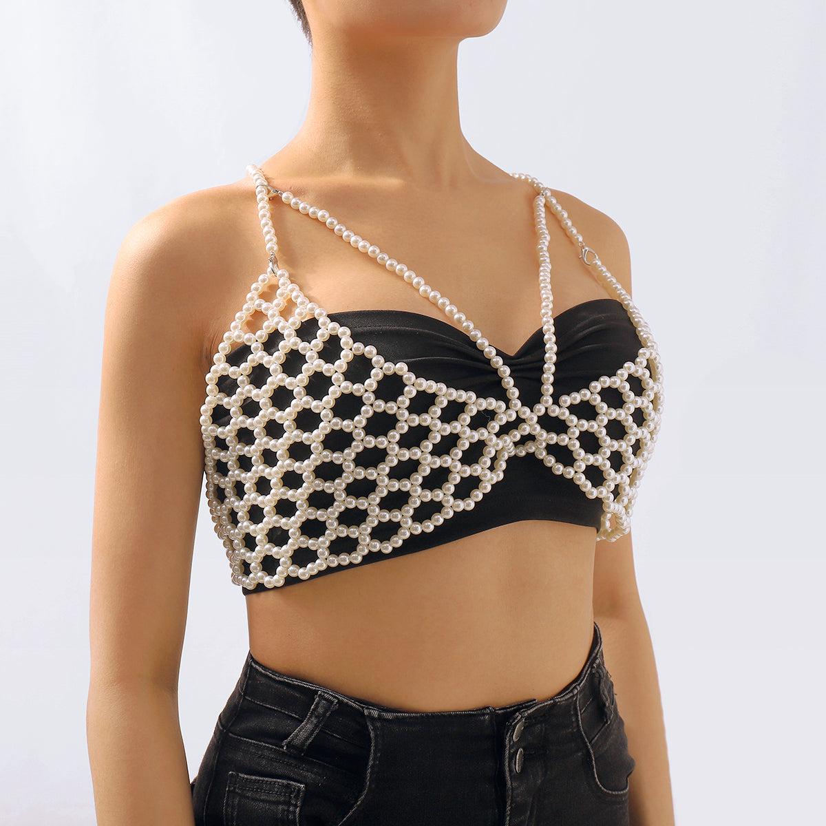 C0456 Handmade Pearl Halter Top
