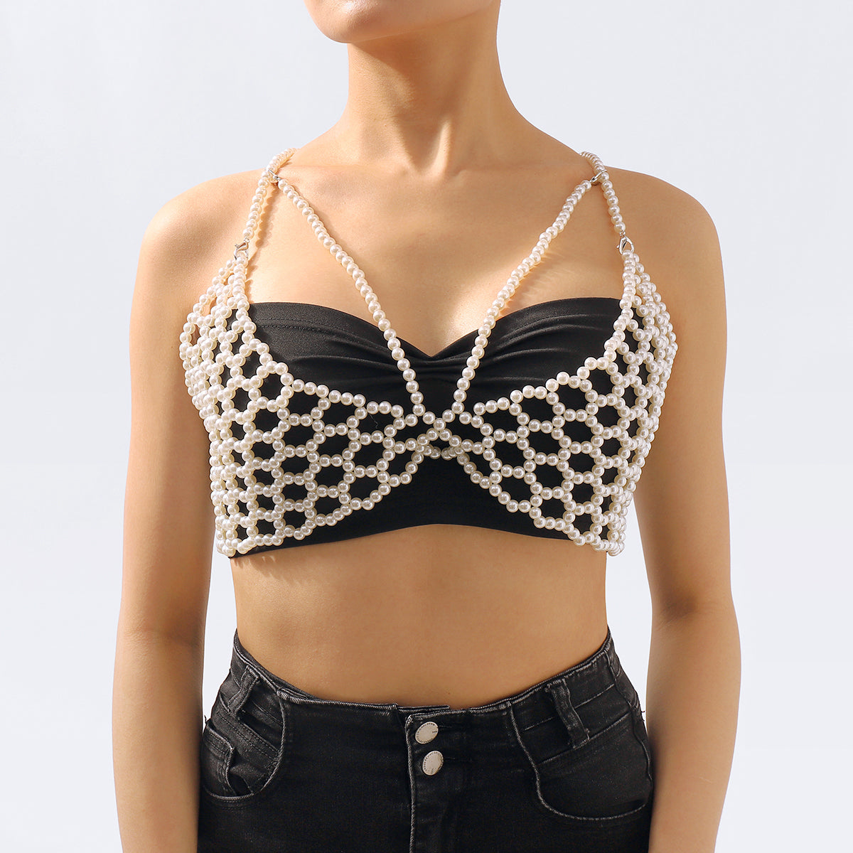 C0456 Handmade Pearl Halter Top