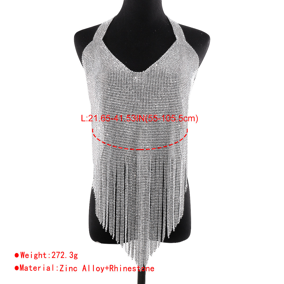 C0491 Sexy V-Neck Rhinestone Tassel Top