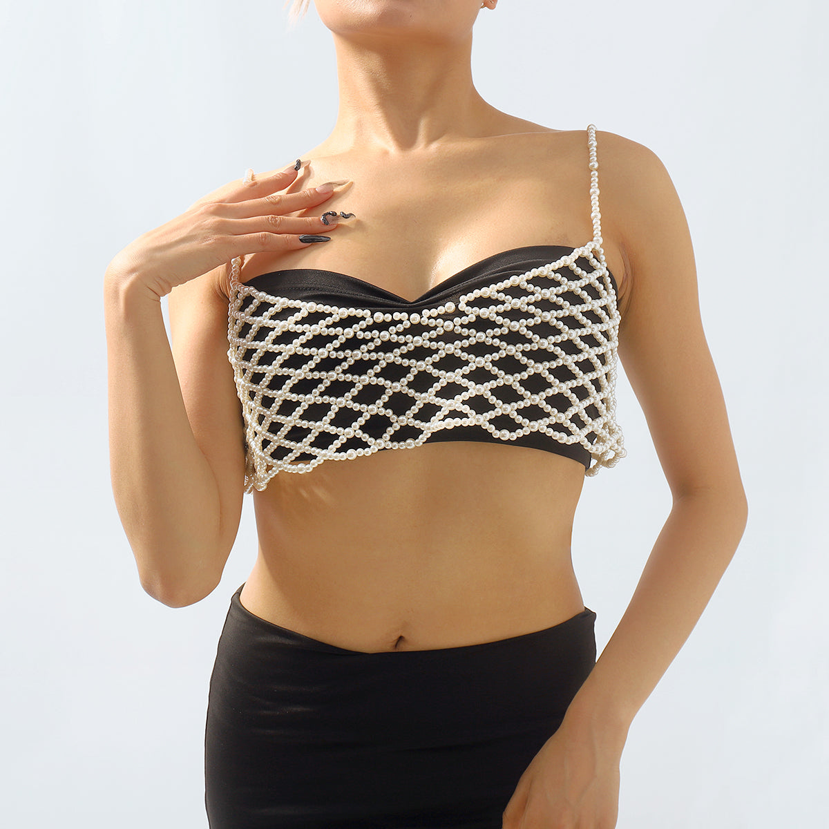 C0512 Sexy Pearl Top Cover Up