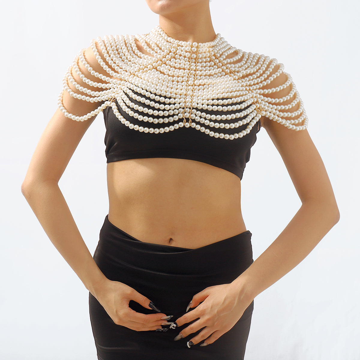 C0513 Handmade Multi-Layer Faux Pearl Body Jewelry