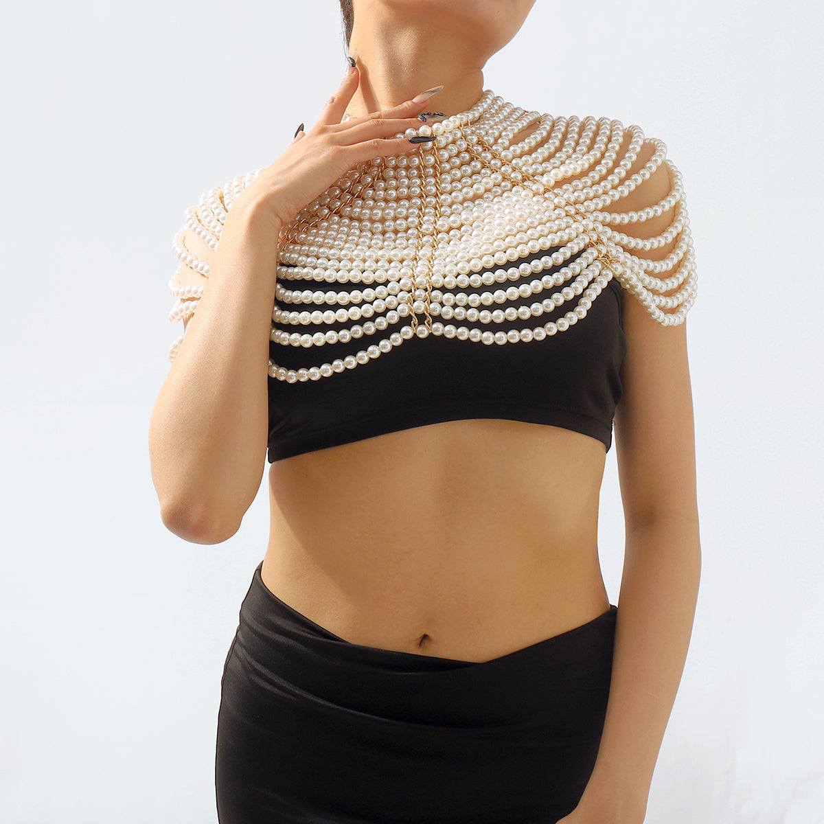 C0513 Handmade Multi-Layer Faux Pearl Body Jewelry