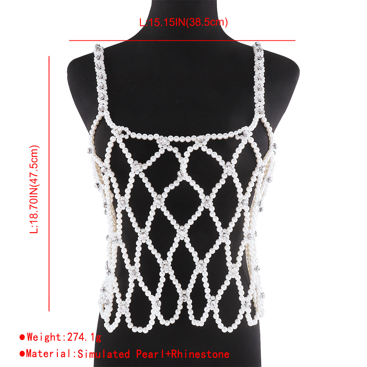 C0514 Handmade Pearl w/Rhinestone Tank Top Cover Up