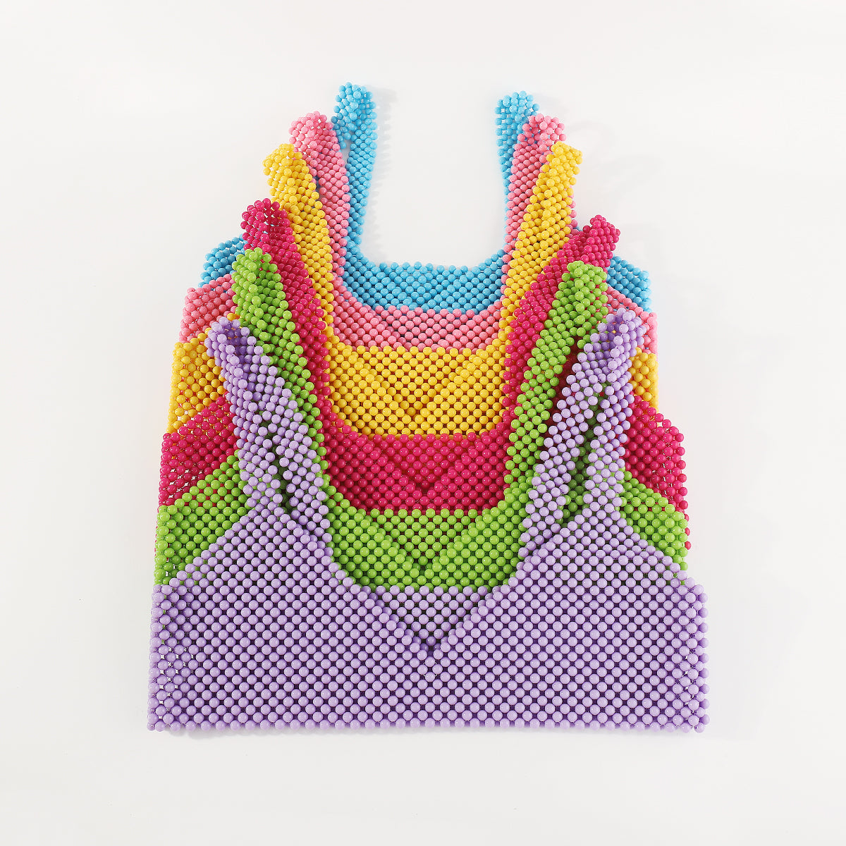 C0607 Multicolors Acrylic Beads Chain Crop Top