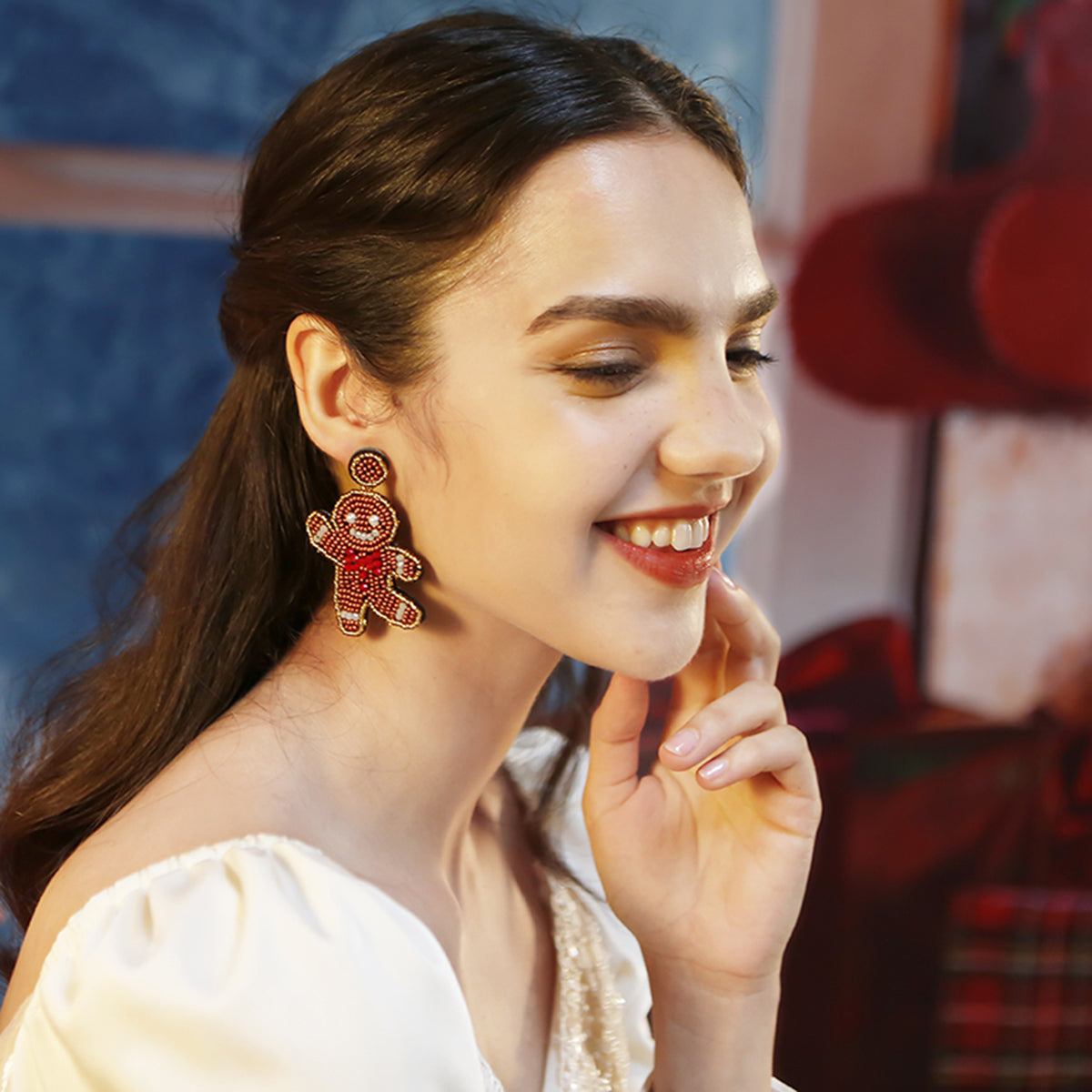 E11927 Christmas Cute Snowman Dangle Earrings
