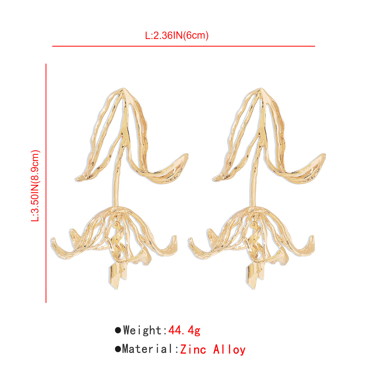 E10850 Metal Oversized Hollow Floral Dangle Earrings