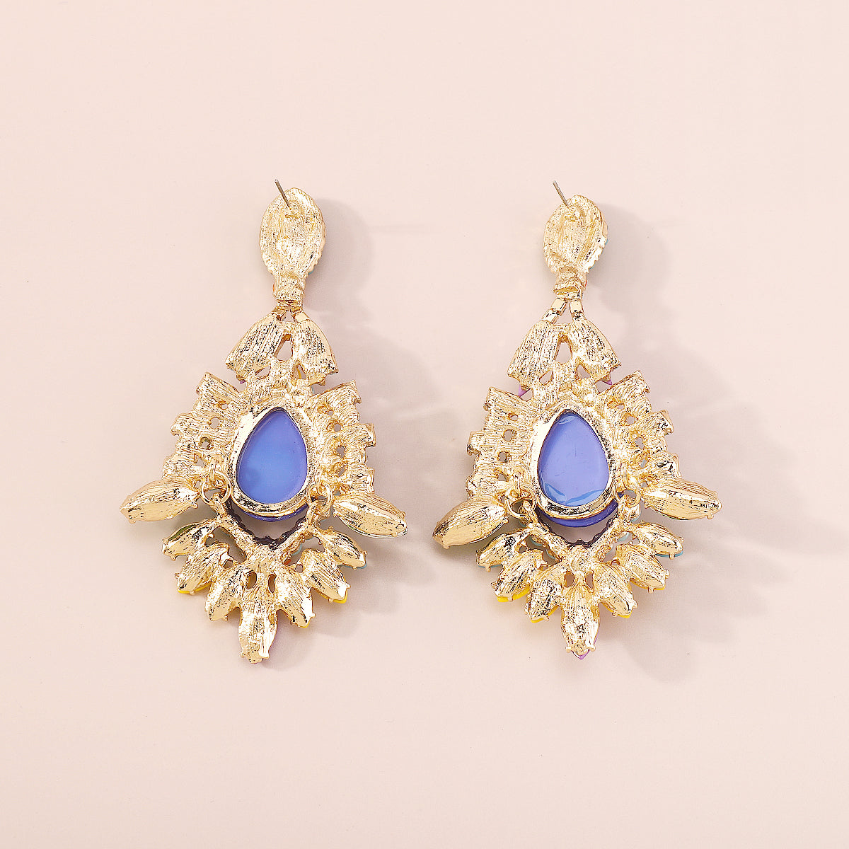 E10899 Exaggerated Bohemian Acrylic Blue Drop Earrings