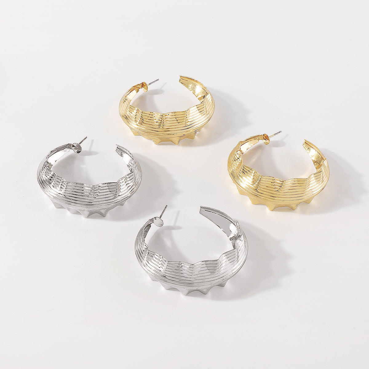E10954H Large Wavy Round Hoop Earrings