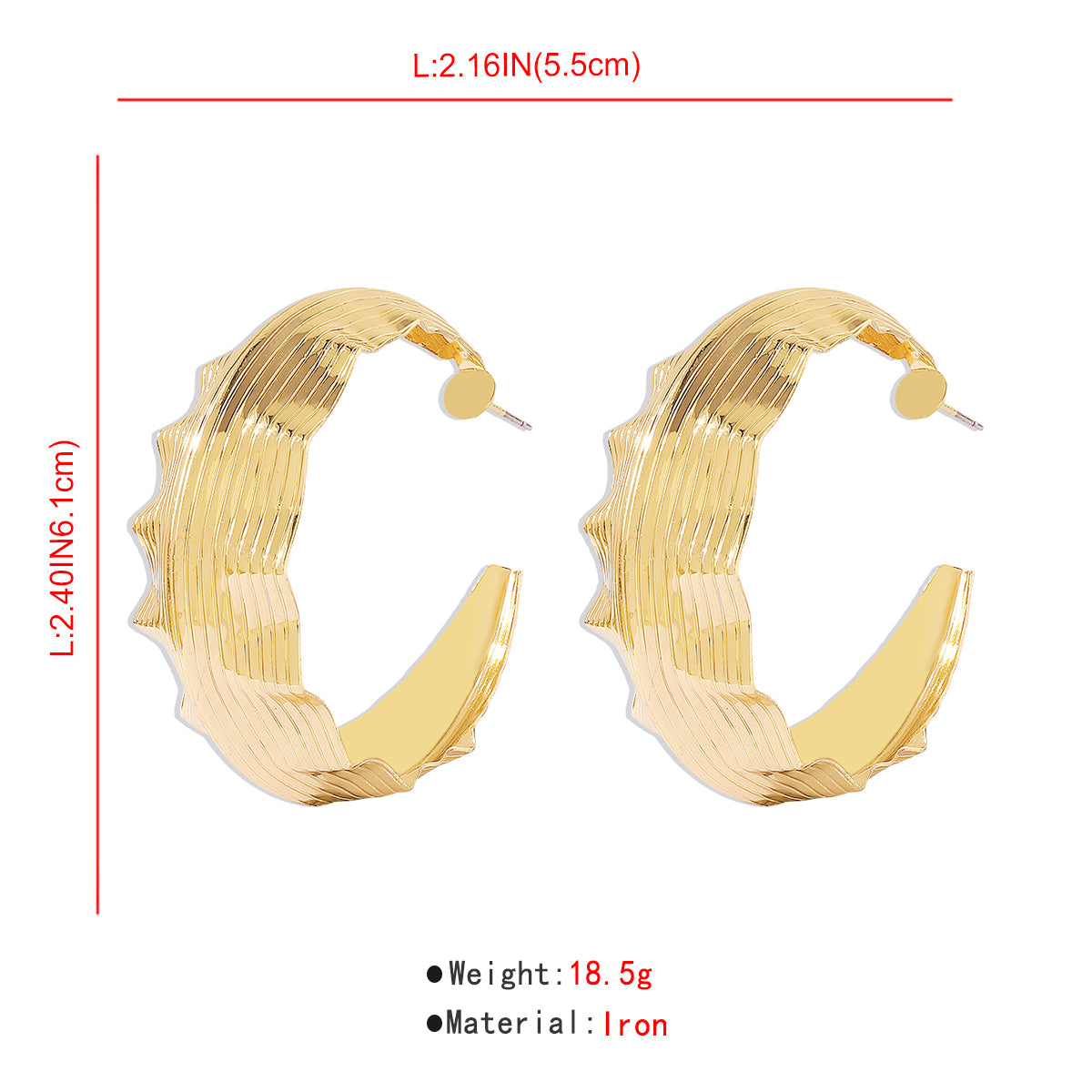 E10954H Large Wavy Round Hoop Earrings