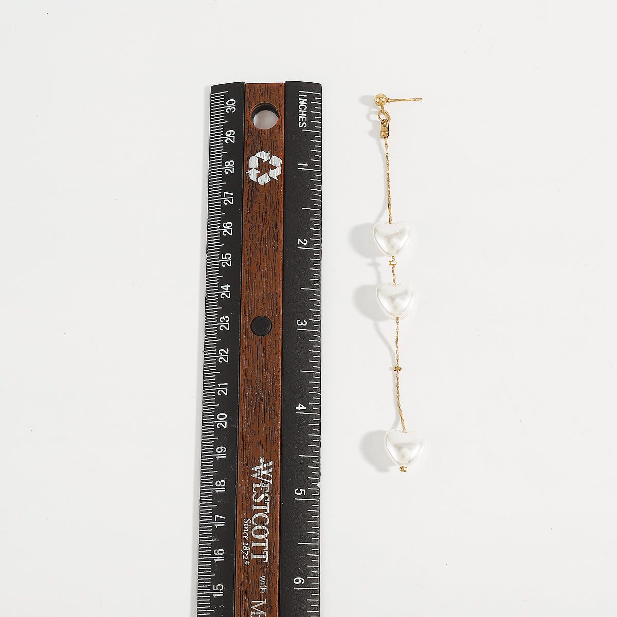 E11176 Pearls Heart Tassel Drop Dangle Earrings