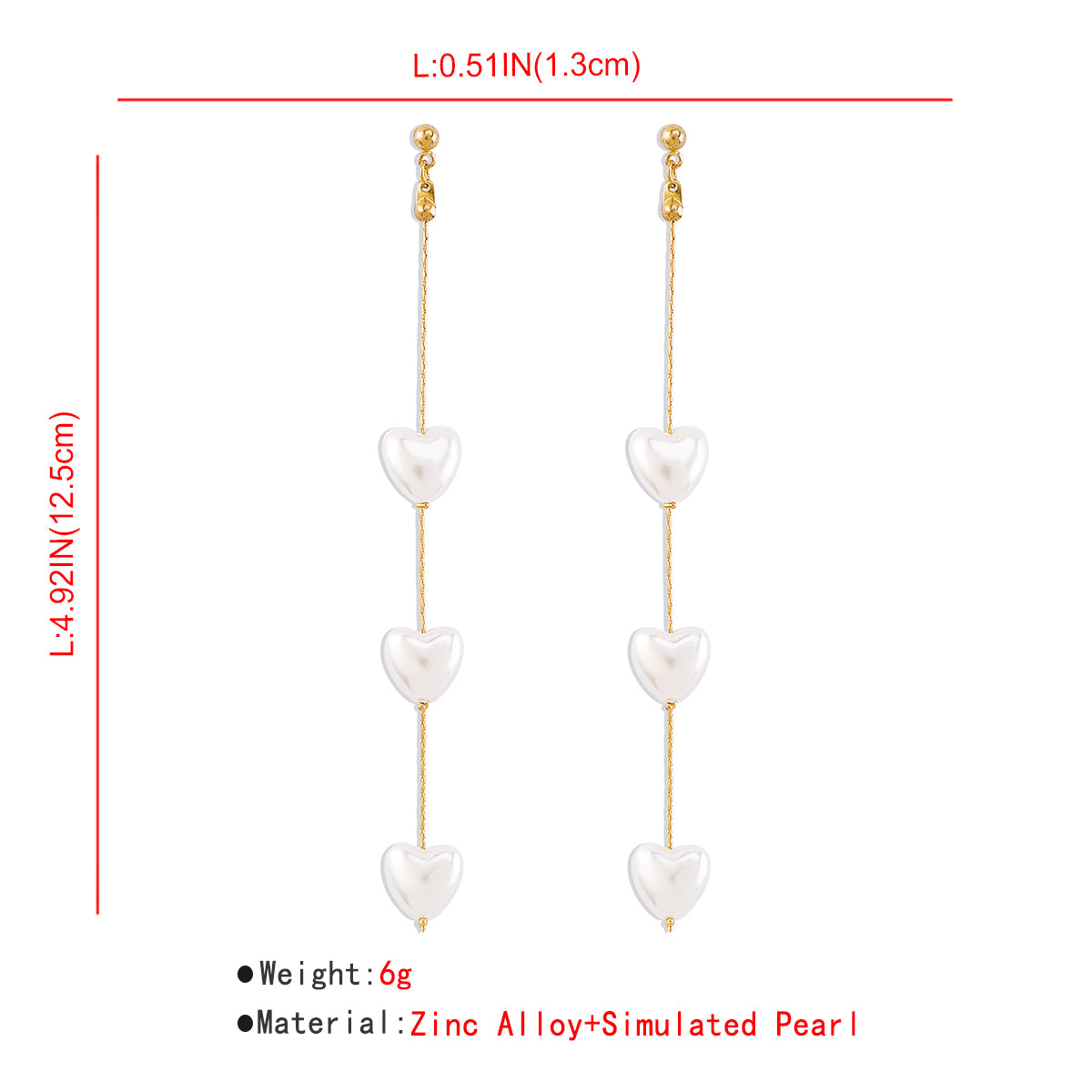 E11176 Pearls Heart Tassel Drop Dangle Earrings