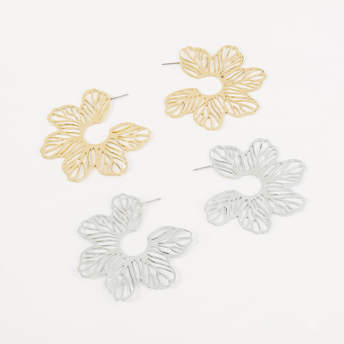 E11337H Flat Flower Drop Dangle Earrings
