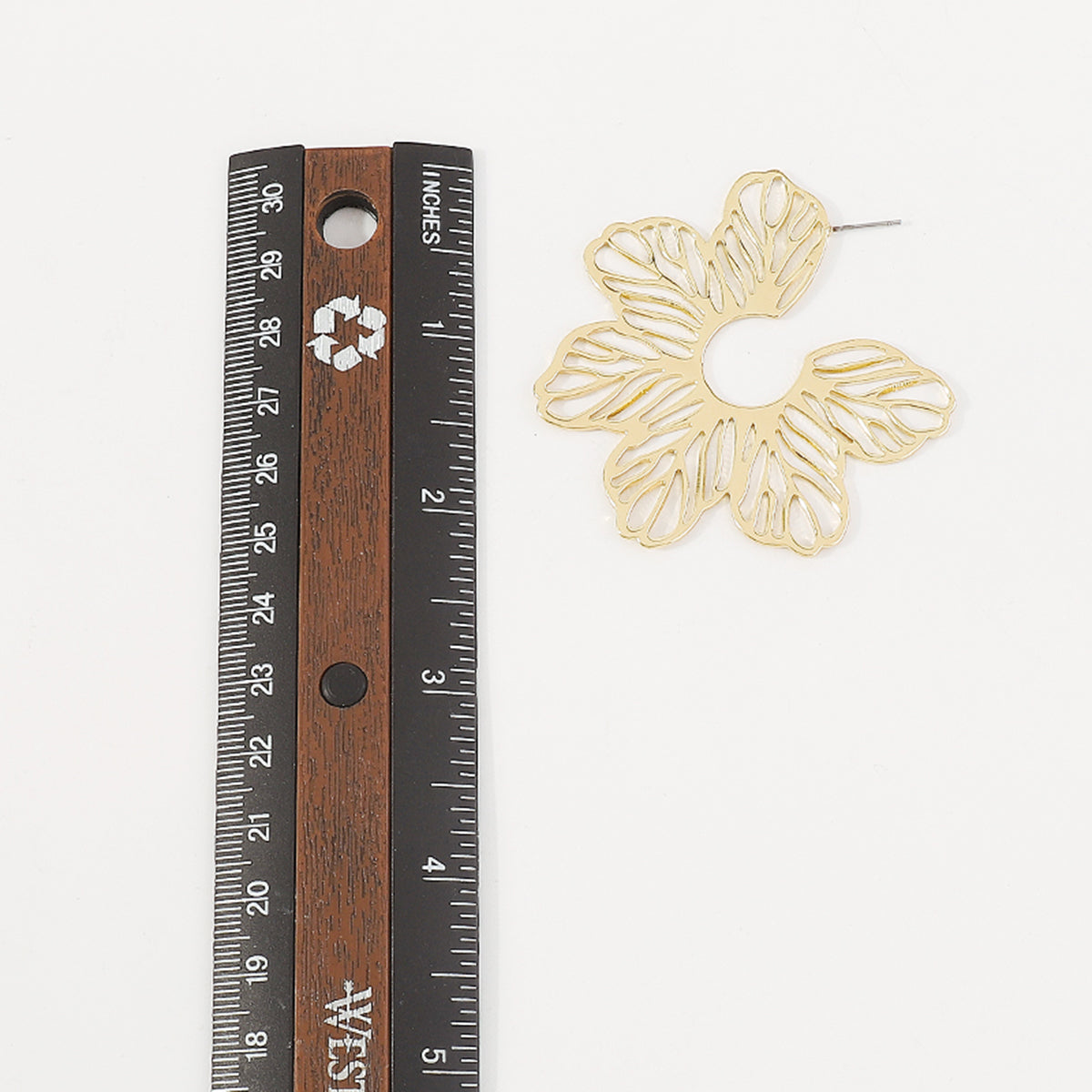 E11337H Flat Flower Drop Dangle Earrings
