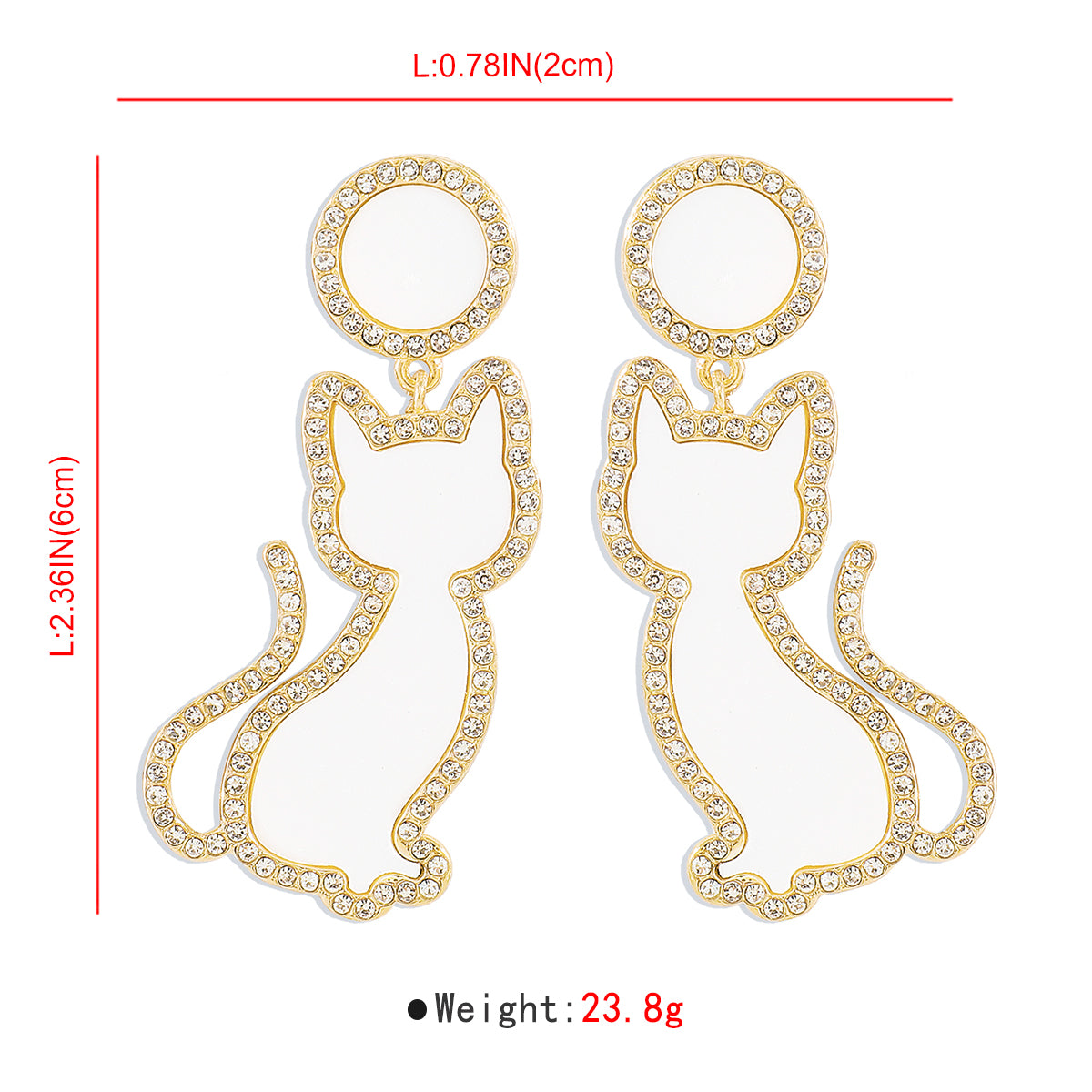 E11384 Cute Black & White Enamel Cat Dangle Earrings