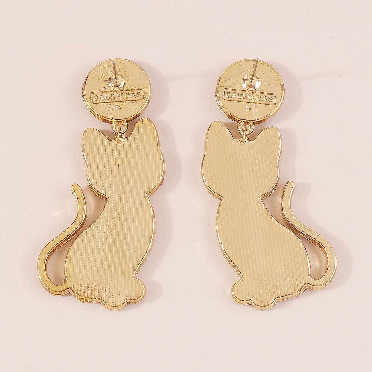 E11384 Cute Black & White Enamel Cat Dangle Earrings