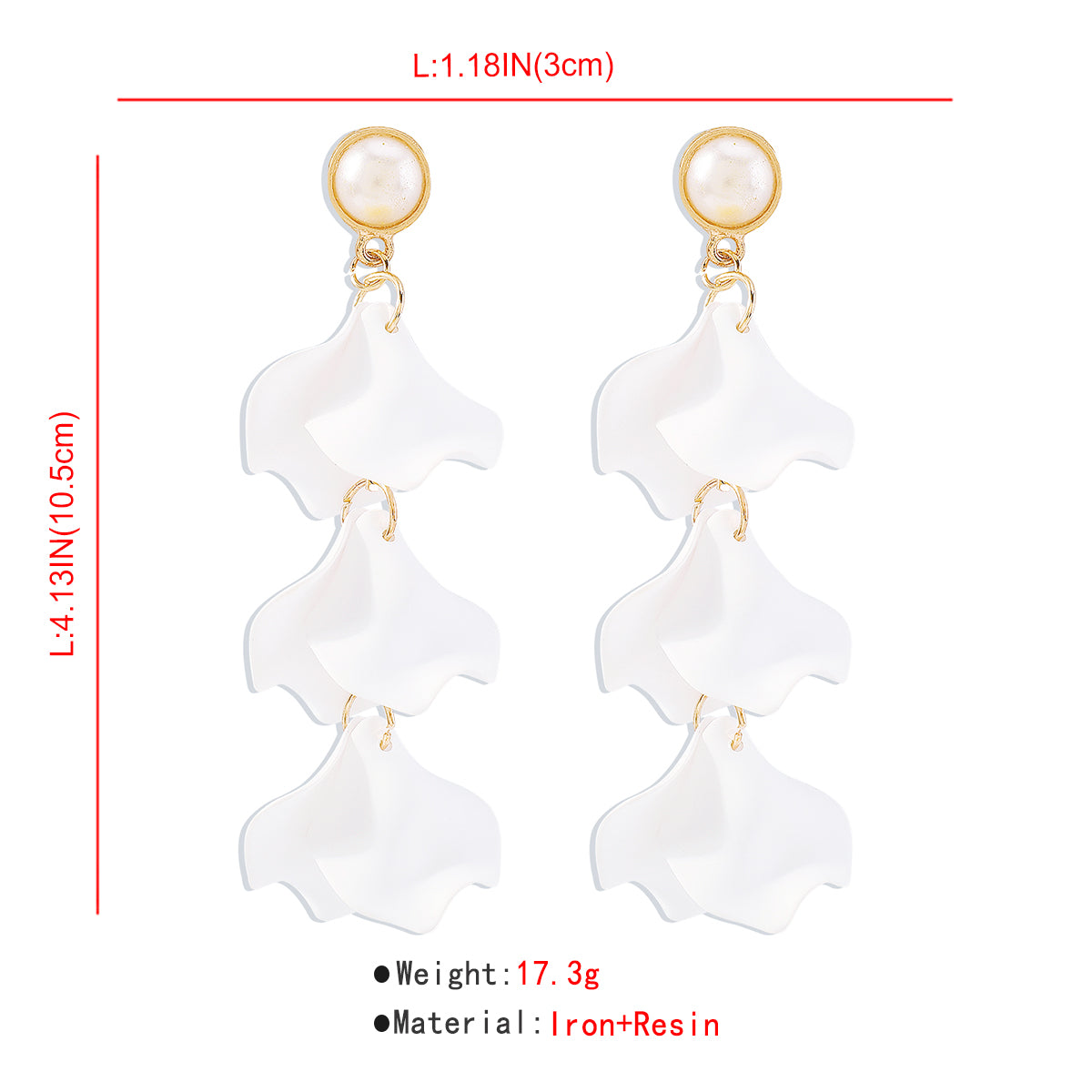 E11417 3 Tiers Rainbow Rhinestone Heart Drop Earrings
