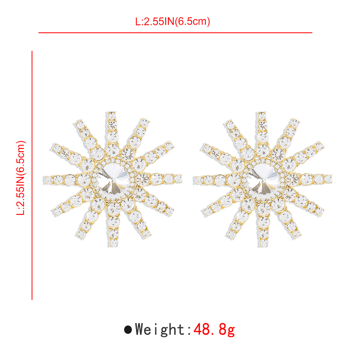 E11456 Luxury Large Rhinestone Round Drop Earrings