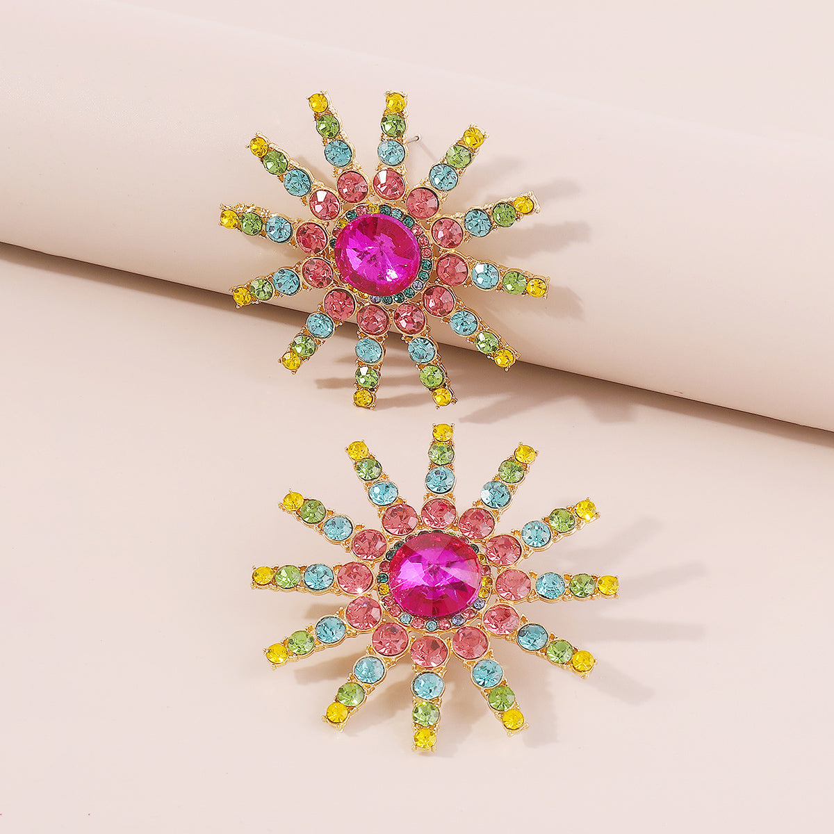E11456 Luxury Large Rhinestone Round Drop Earrings