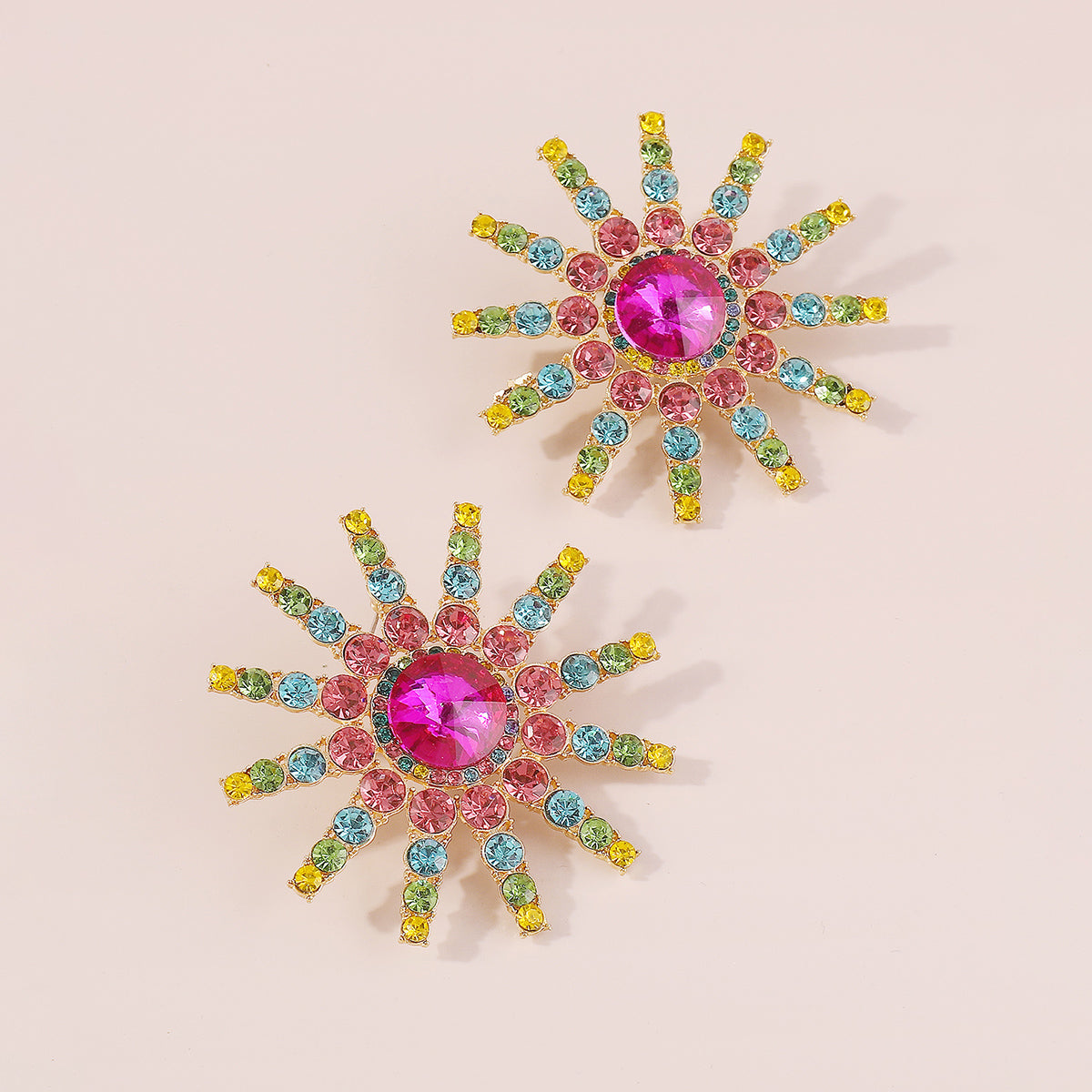 E11456 Luxury Large Rhinestone Round Drop Earrings