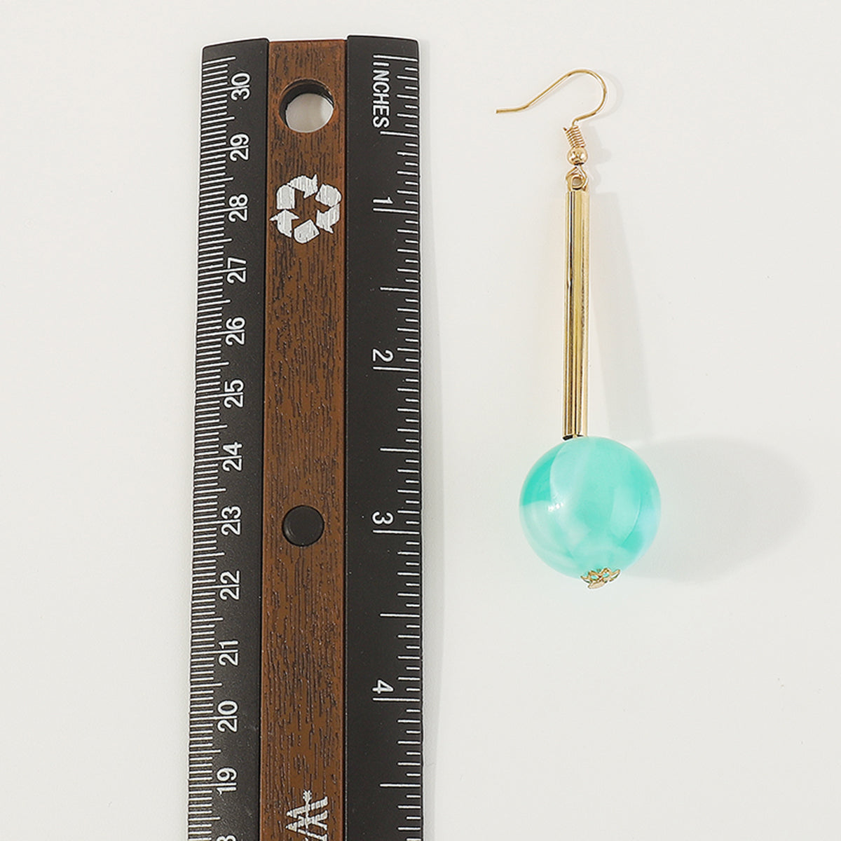 E11517 Candy Color Resin Long Round Ball Drop Earrings