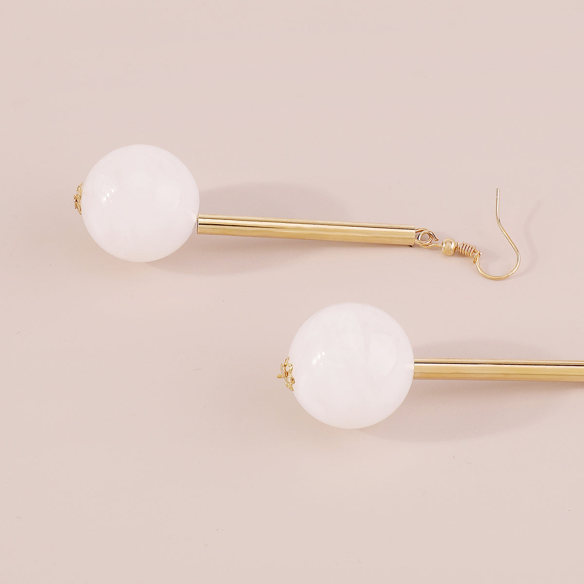 E11517 Candy Color Resin Long Round Ball Drop Earrings