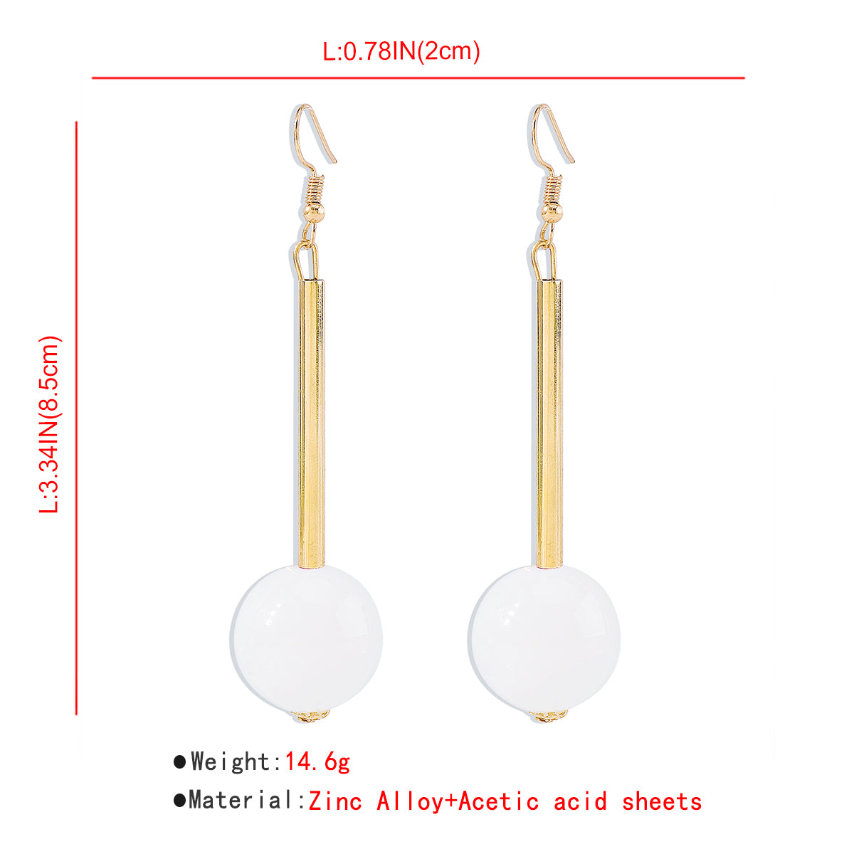 E11517 Candy Color Resin Long Round Ball Drop Earrings