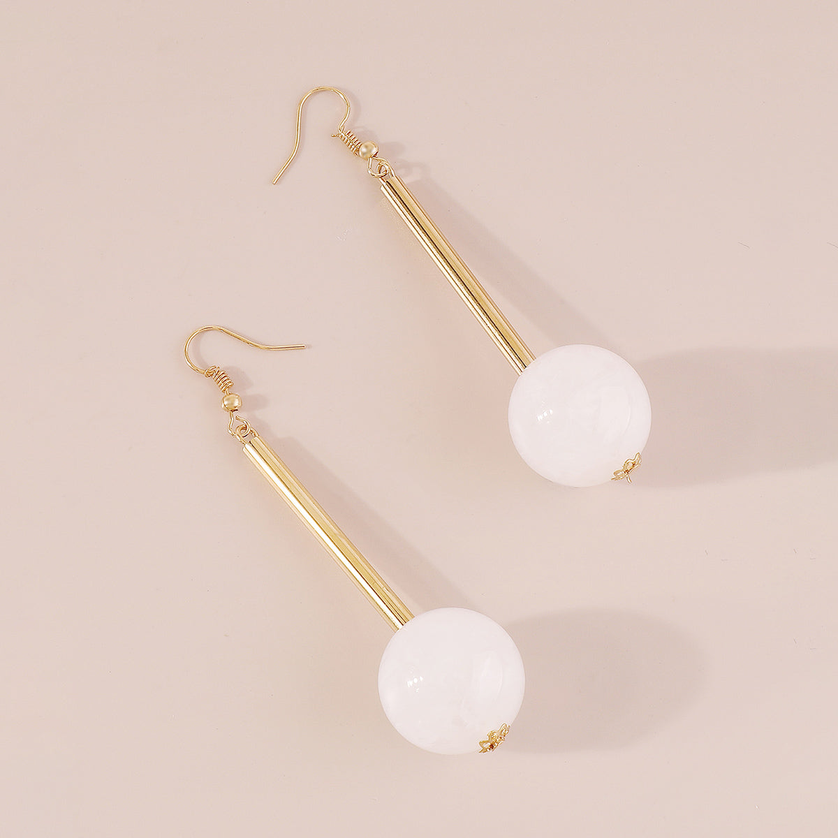 E11517 Candy Color Resin Long Round Ball Drop Earrings