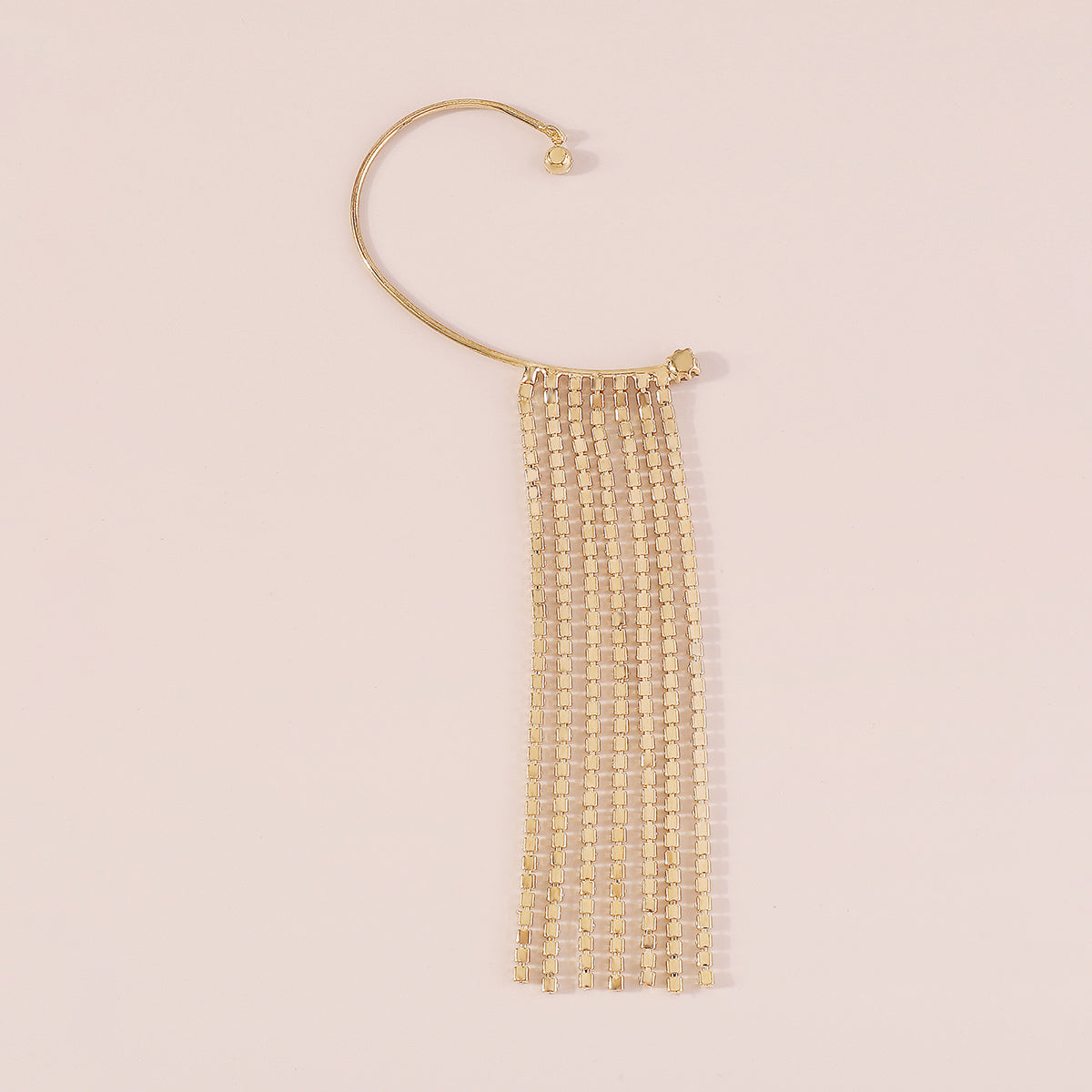 E11582 Long Tassel Rhinestone Ear Cuff Hanging Earrings