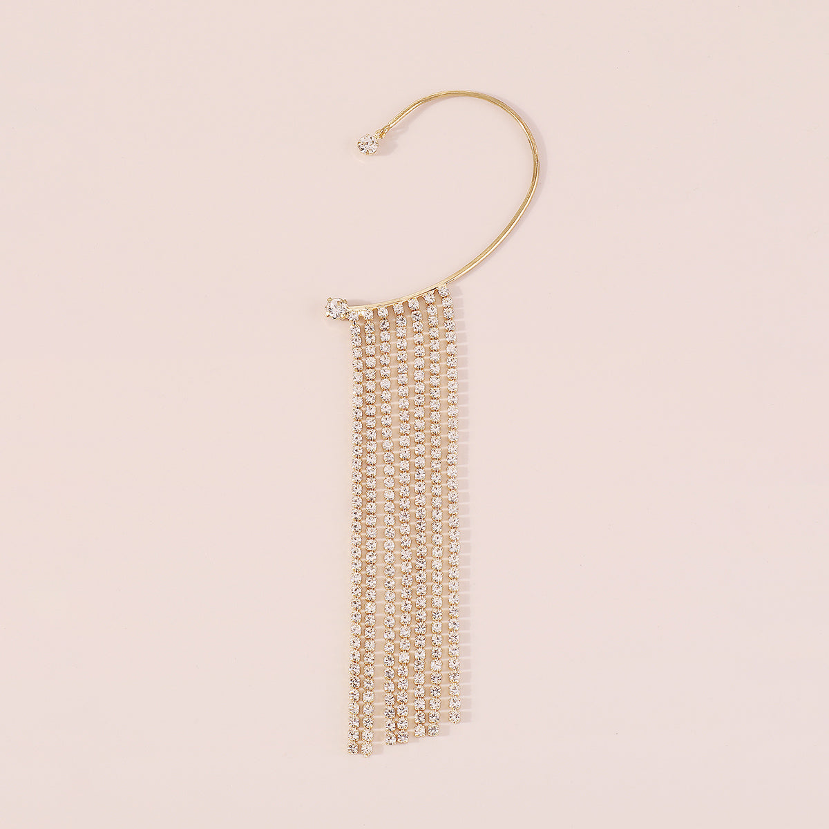 E11582 Long Tassel Rhinestone Ear Cuff Hanging Earrings
